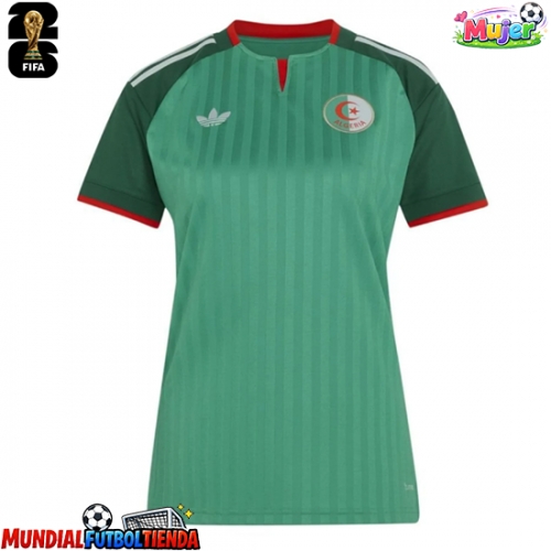 Camiseta Argelia Segunda Equipación Replica Mundial 2026 para mujer mangas cortas